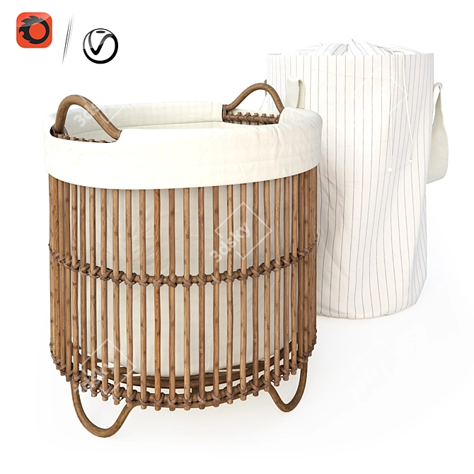 Stylish Laundry Baskets for a Tidy Home 3D model image 4