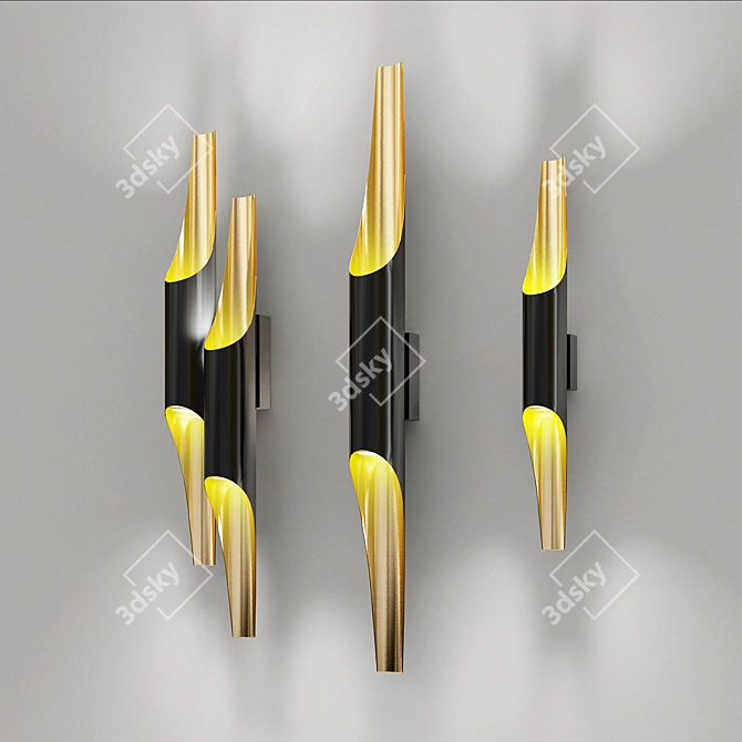 Sleek Gold Wall Lamp 3D model image 1