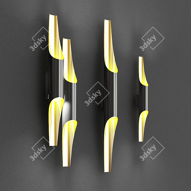 Sleek Gold Wall Lamp 3D model image 2