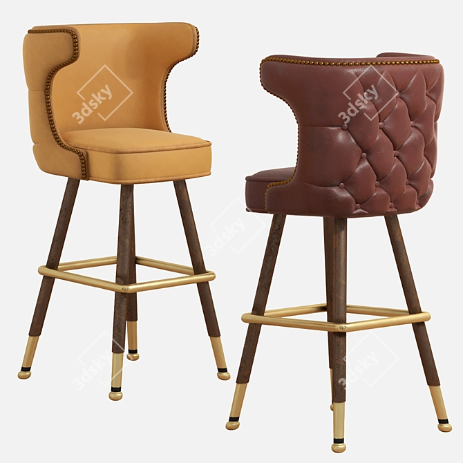  Rustic Lodge Bar Chair 3D model image 1