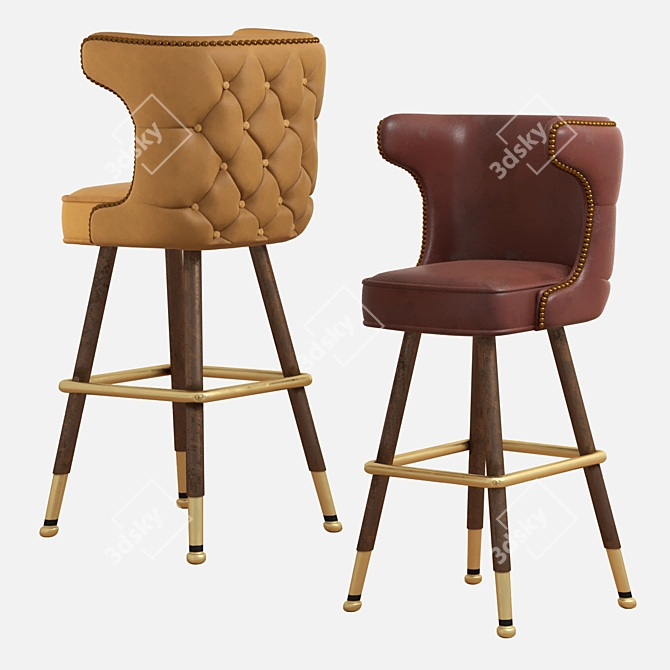  Rustic Lodge Bar Chair 3D model image 2