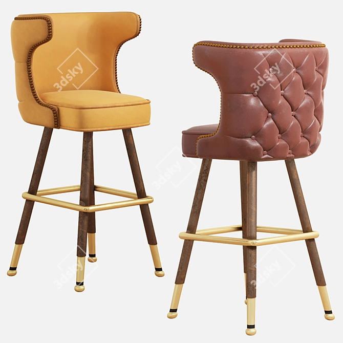  Rustic Lodge Bar Chair 3D model image 4