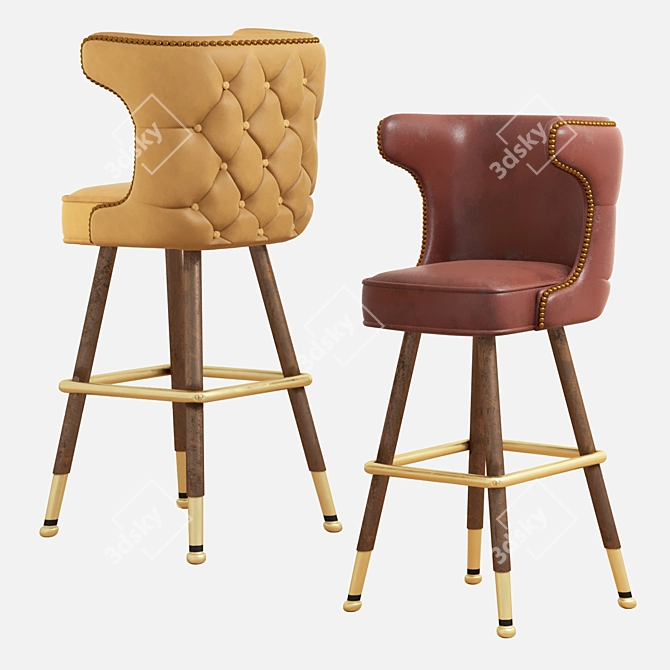  Rustic Lodge Bar Chair 3D model image 5