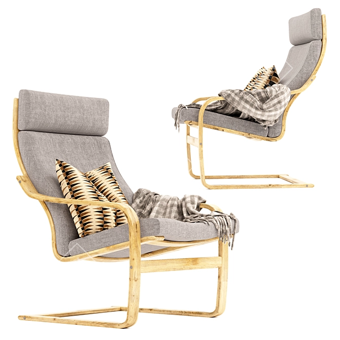 Elevate Comfort with Poang: Ikea's Armchair 3D model image 1