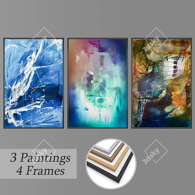 Elegant Wall Art Set with Multiple Frames 3D model image 1