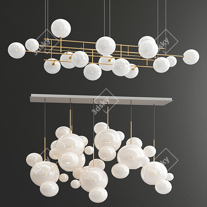 Bubble Magic: Galotti Orizzontale & Giopato Coombes Chandelier 3D model image 2