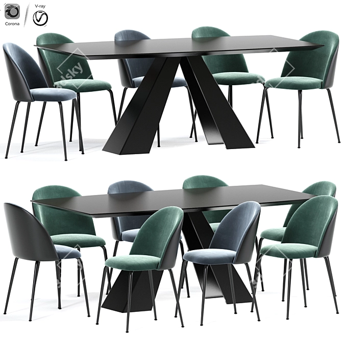 Stylish Upholstered Side Chair Table 3D model image 5