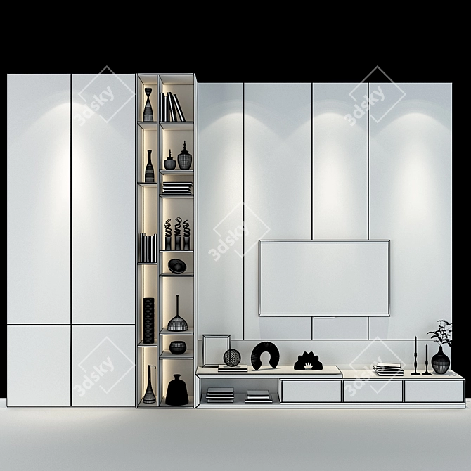 Modern TV Stand Shelving Unit 3D model image 3