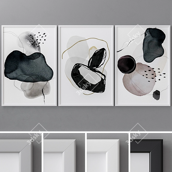 Modern Abstract Paintings Set 3D model image 1