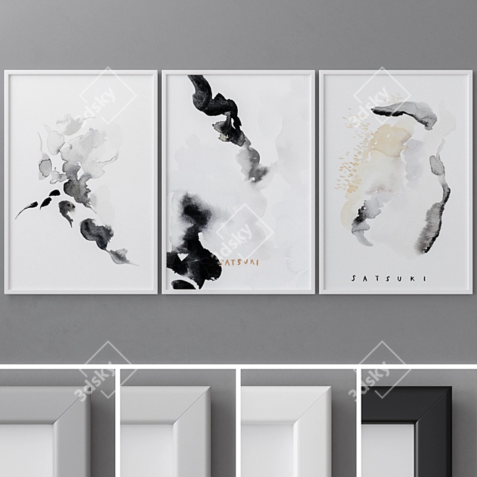 Modern Abstract Wall Art Set 3D model image 1