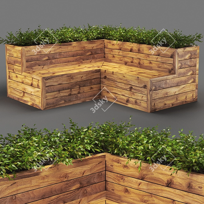 Sleek Poly Bench 3D model image 1