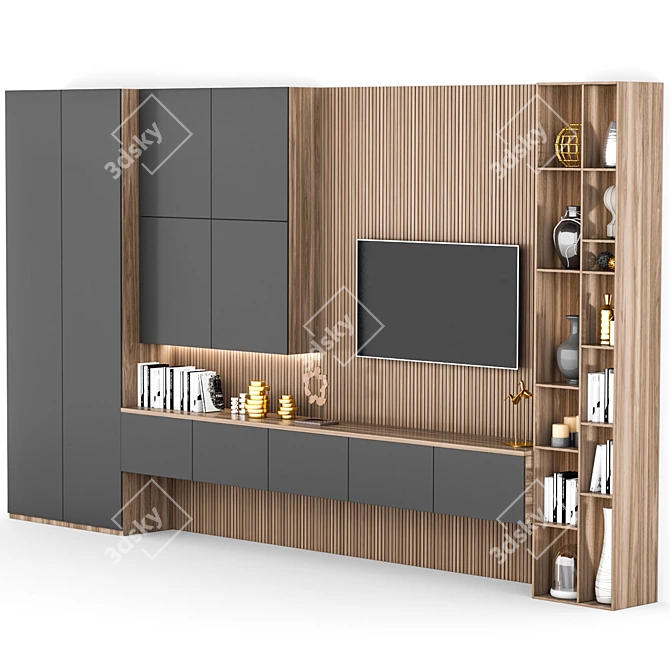 Slimline TV Stand for Small Spaces 3D model image 2