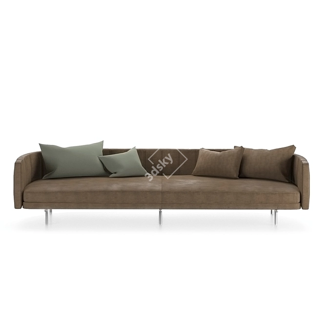 TurboSmooth Sofa with Leather and Cloth Pillows 3D model image 3