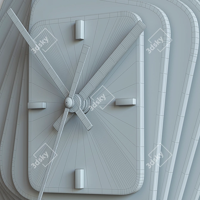 Modern Wooden Wall Clock 3D model image 5