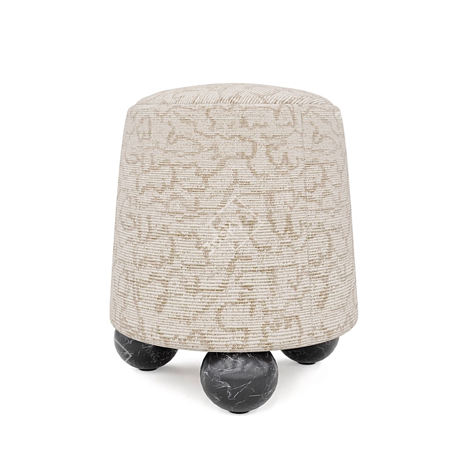 Modern Monolithic Stool with Marble Feet 3D model image 1