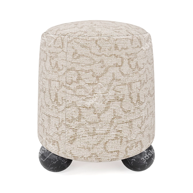 Modern Monolithic Stool with Marble Feet 3D model image 2