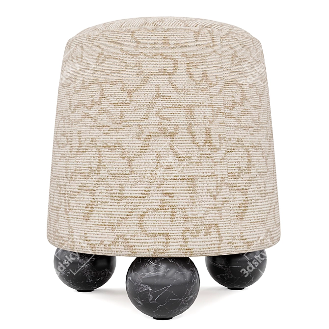Modern Monolithic Stool with Marble Feet 3D model image 3