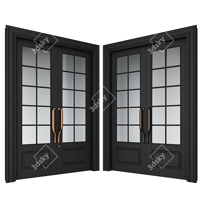 Elmes Archism T2084 Door Set: Classic Style with Anodized Handle & Clear Tinted Glass 3D model image 3
