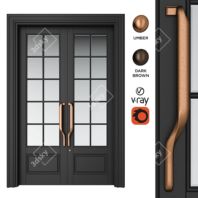 Elmes Archism T2084 Door Set: Classic Style with Anodized Handle & Clear Tinted Glass 3D model image 5