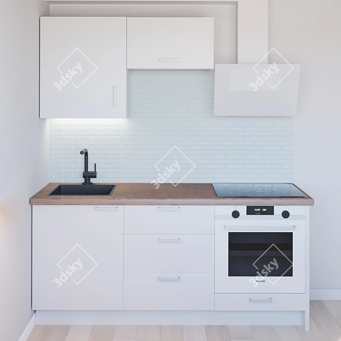 Sleek Modern Kitchen Set 3D model image 1