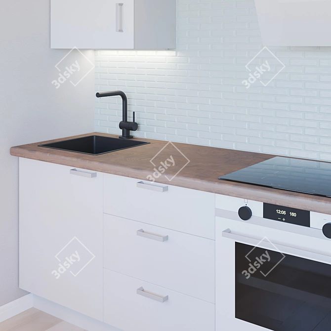 Sleek Modern Kitchen Set 3D model image 2