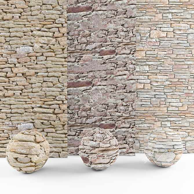  Natural Stone Wall - 124 x 91.5 inches 3D model image 1