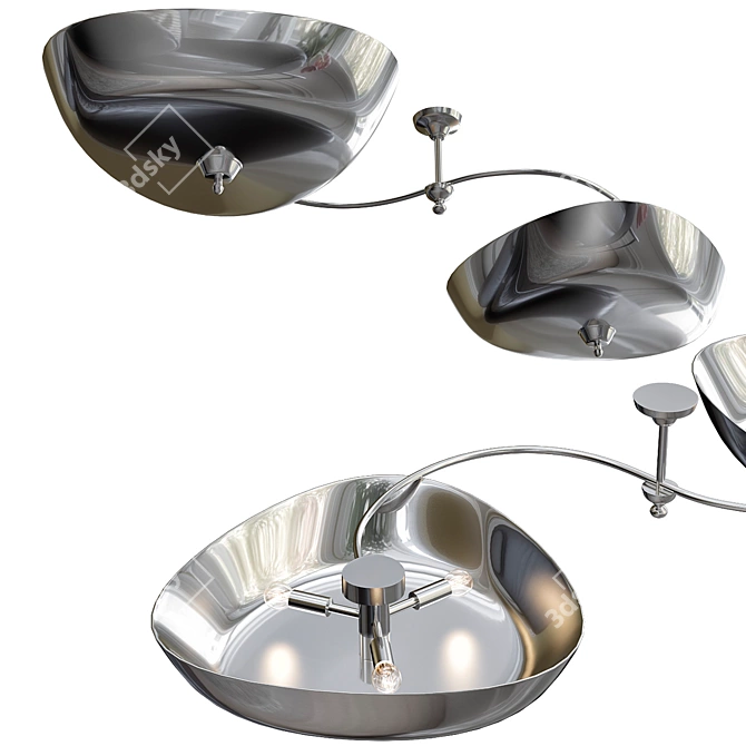 Italian Nickel-Plated Light Fixture 3D model image 1