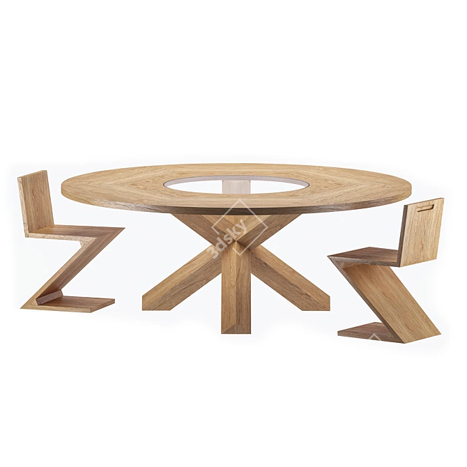 Modern Minimalist Cassina Table & Chair 3D model image 1