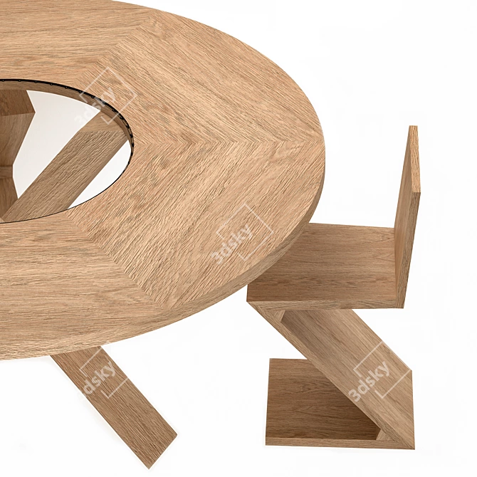 Modern Minimalist Cassina Table & Chair 3D model image 3