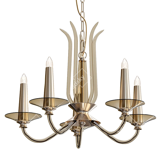 Elegant French Glass Chandelier 3D model image 1