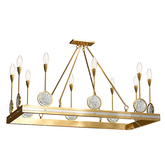 Elegant French Rectangular Chandelier 3D model image 1