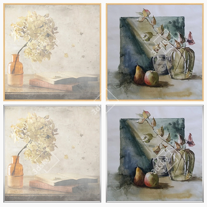 Modern Mix: 2-Piece Wall Paintings 3D model image 3