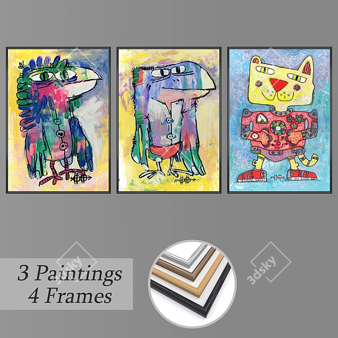 Modern Art Wall Decor Set 3D model image 1