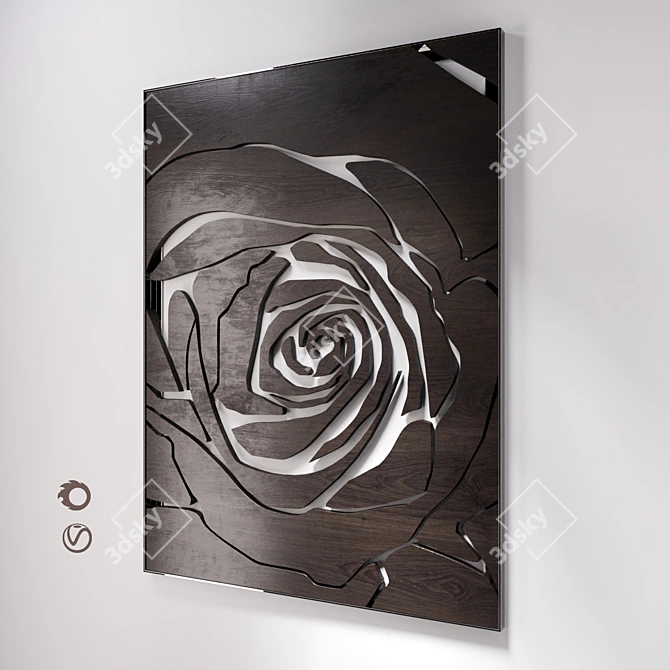 Rose Chrome Decor Panel | Elegant Wall Art 3D model image 1