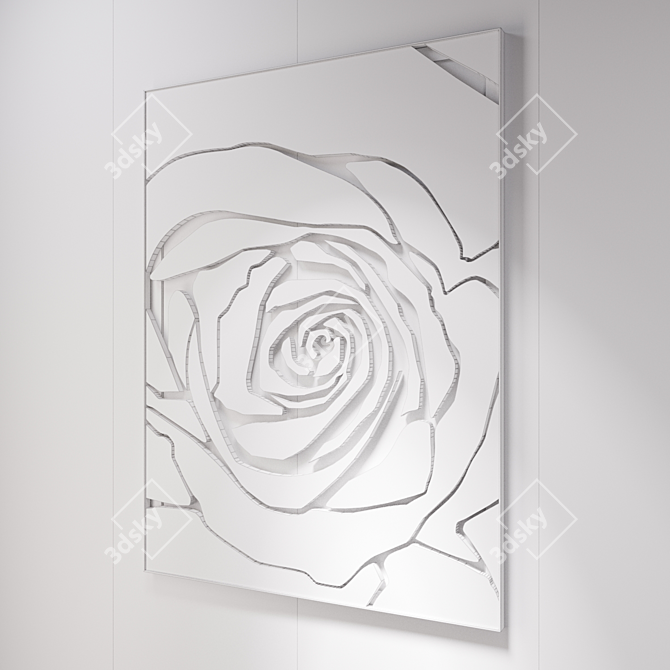 Rose Chrome Decor Panel | Elegant Wall Art 3D model image 2