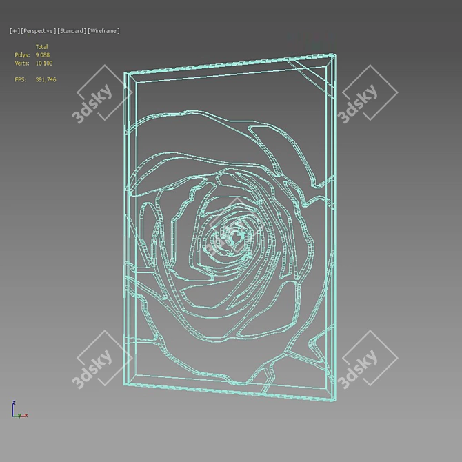 Rose Chrome Decor Panel | Elegant Wall Art 3D model image 3