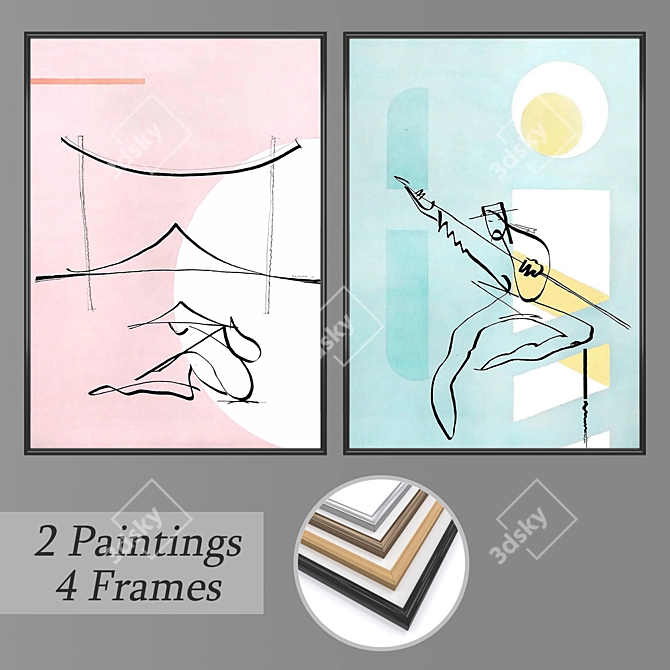 Elegant Wall Art Set with Multiple Frame Options 3D model image 1