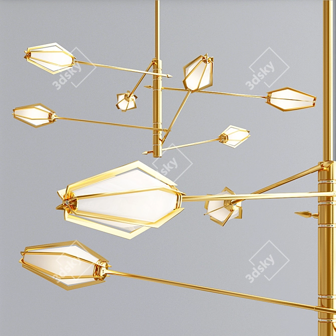 Golden Diamond W Chandelier 3D model image 3