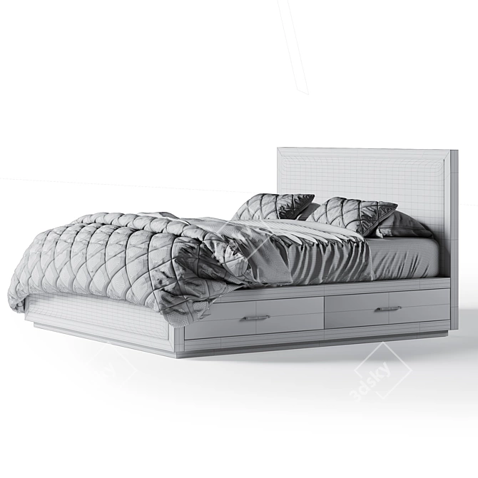 Kempton Fabric Storage Bed: Sleek 50s Minimalism 3D model image 5