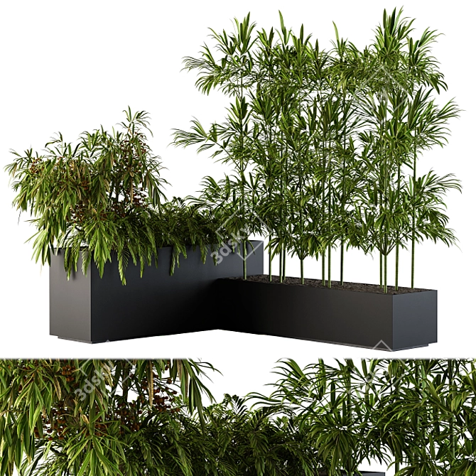 Black Plastic Box: Outdoor Plants 3D model image 1