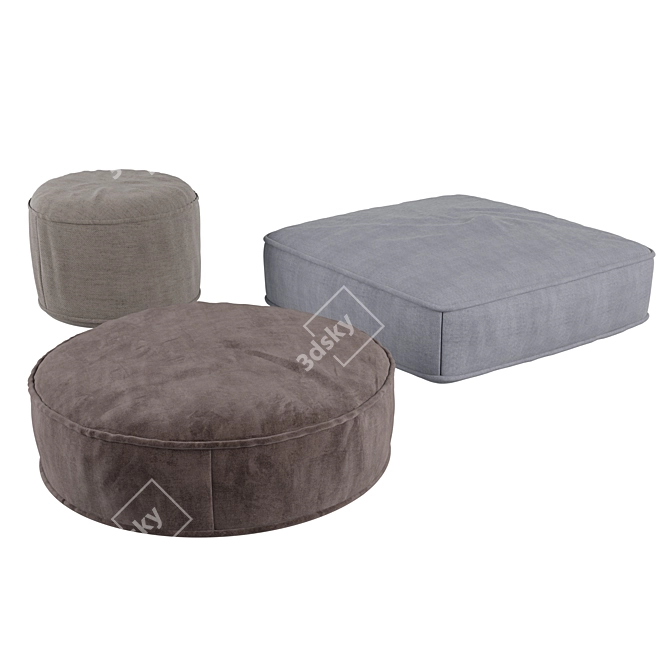 Versatile Floor Poufs - Stylish Seating Solutions 3D model image 2