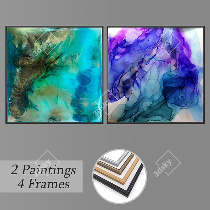 Elegant Wall Art Set with Multiple Frames 3D model image 1