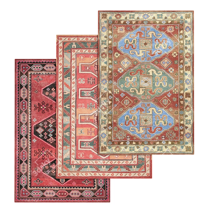 Luxury Set of 3 Carpets 3D model image 1