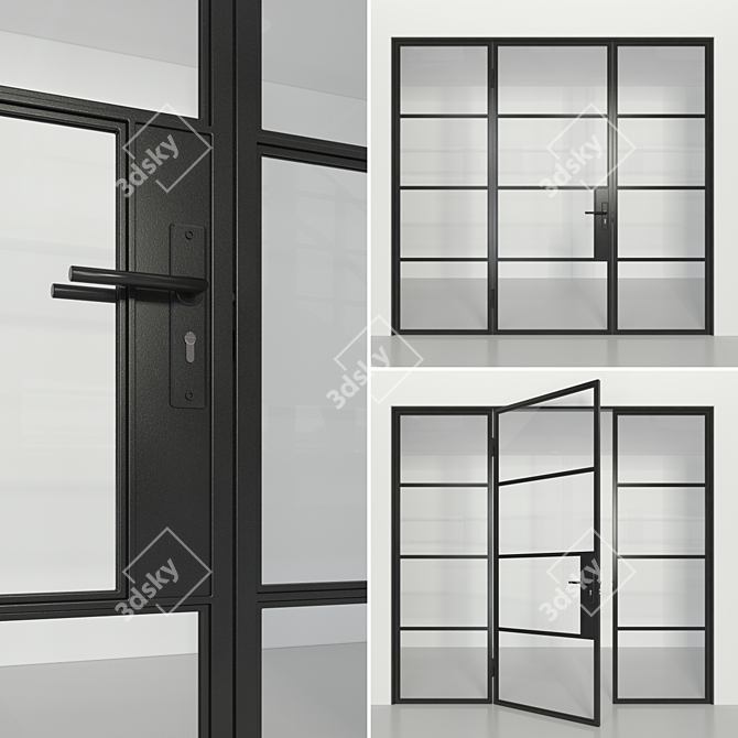 Elegant Loft Glass Partition 3D model image 6