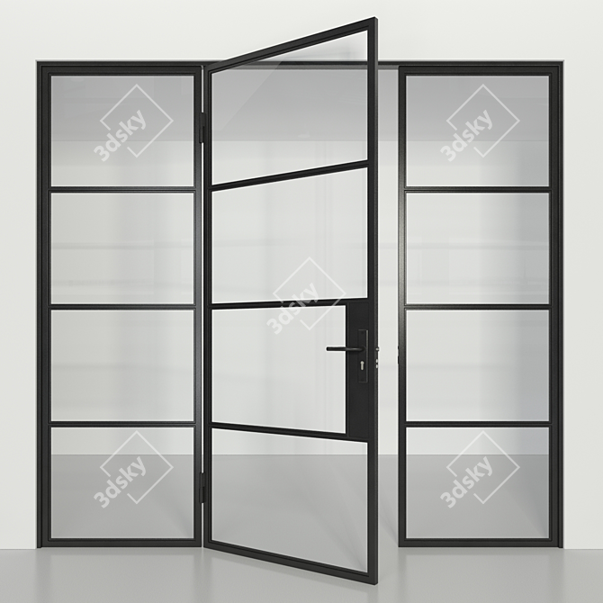 Elegant Loft Glass Partition 3D model image 9