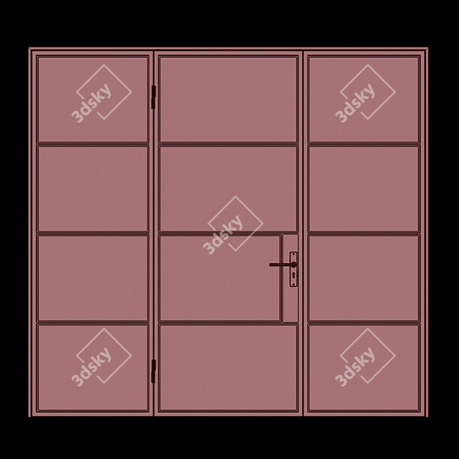 Elegant Loft Glass Partition 3D model image 11