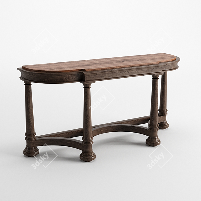 Modern Half Moon D-End Table 3D model image 1