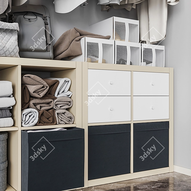 Modular Wardrobe Organizer Set | Ikea Built-in Storage 3D model image 3