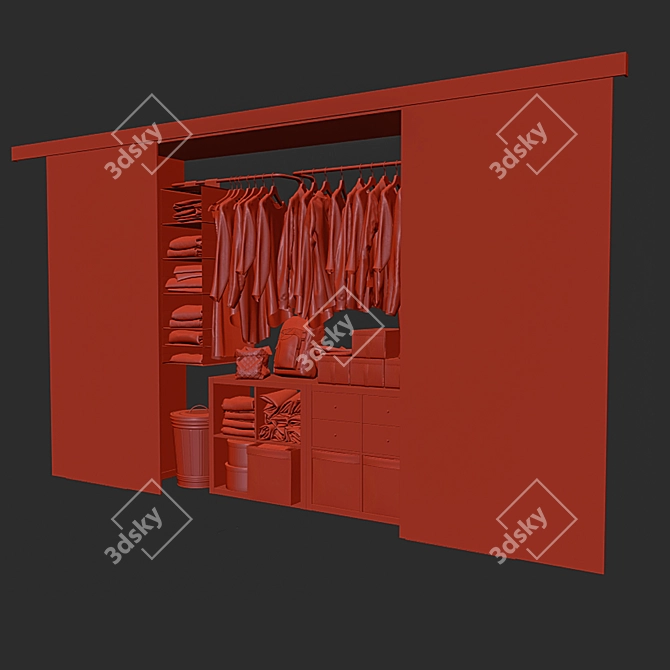 Modular Wardrobe Organizer Set | Ikea Built-in Storage 3D model image 5