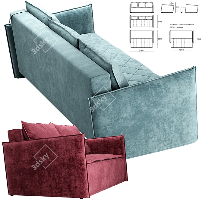 JOY Sofa: Comfortable and Stylish Transformation 3D model image 3